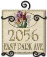 Personalized Iris Ceramic Address / Welcome Plaque with Iron Holder