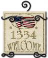 Personalized Flag Ceramic Address / Welcome Plaque with Iron Holder