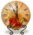 Personalized Soft Roses Glass Clock with Metal Stand