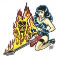 Guitar Girl Sticker - Fire