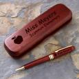 Engraved Rosewood Teacher Pen and Case Set