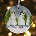Snowman Family Personalized Porcelain Christmas Ornaments